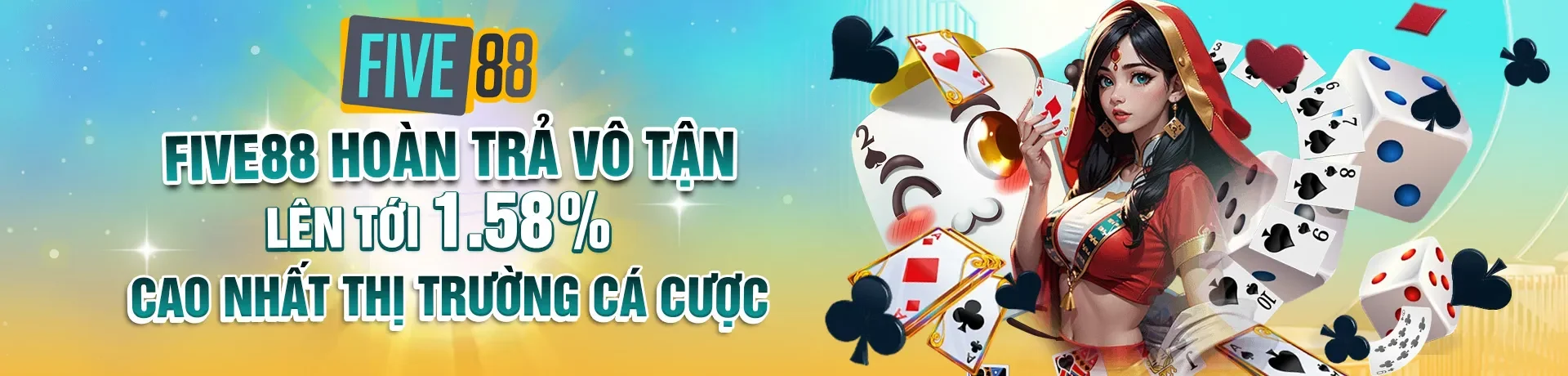 Five88 hoàn trả vô tận lên tới 1.58% - Cao nhất thị trường cá cược